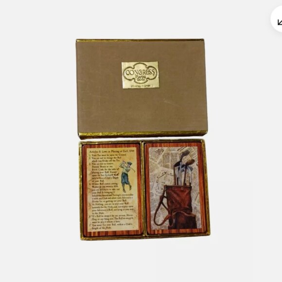 Vintage Congress Playing Cards: Articles & Law Playing at Golf 1744 Two Deck Box - Picture 4 of 8